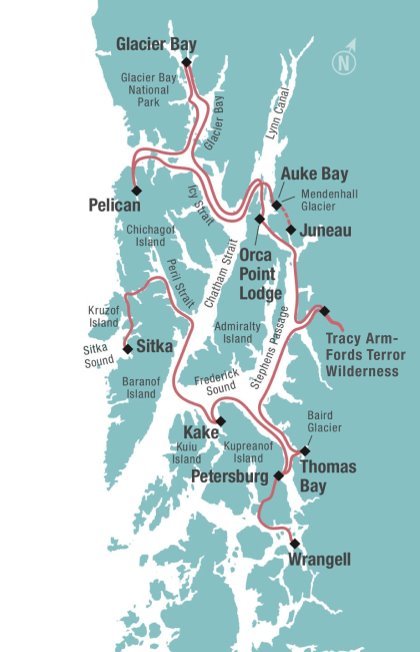 Alaska's Glacier Bay & Island Adventure - Itinerary Map