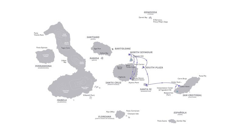 Coral I & II - Eastern Islands Itinerary Map