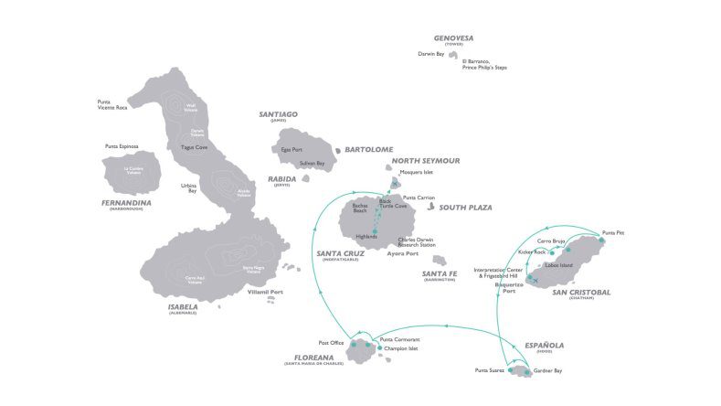 Coral I & II - Southern Islands Itinerary Map